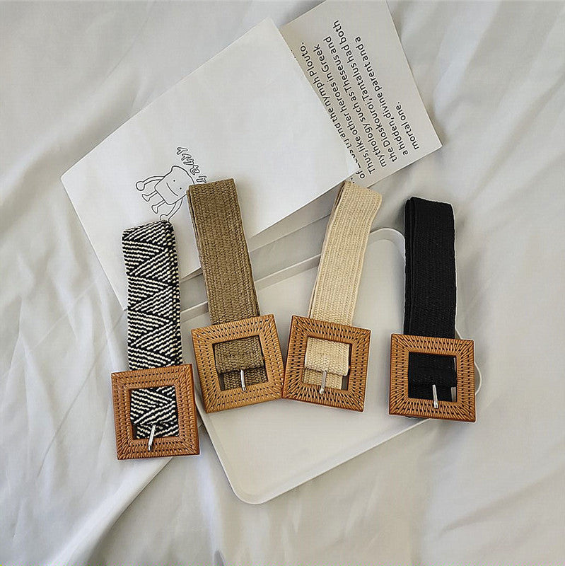 Woman buckle elastic belt