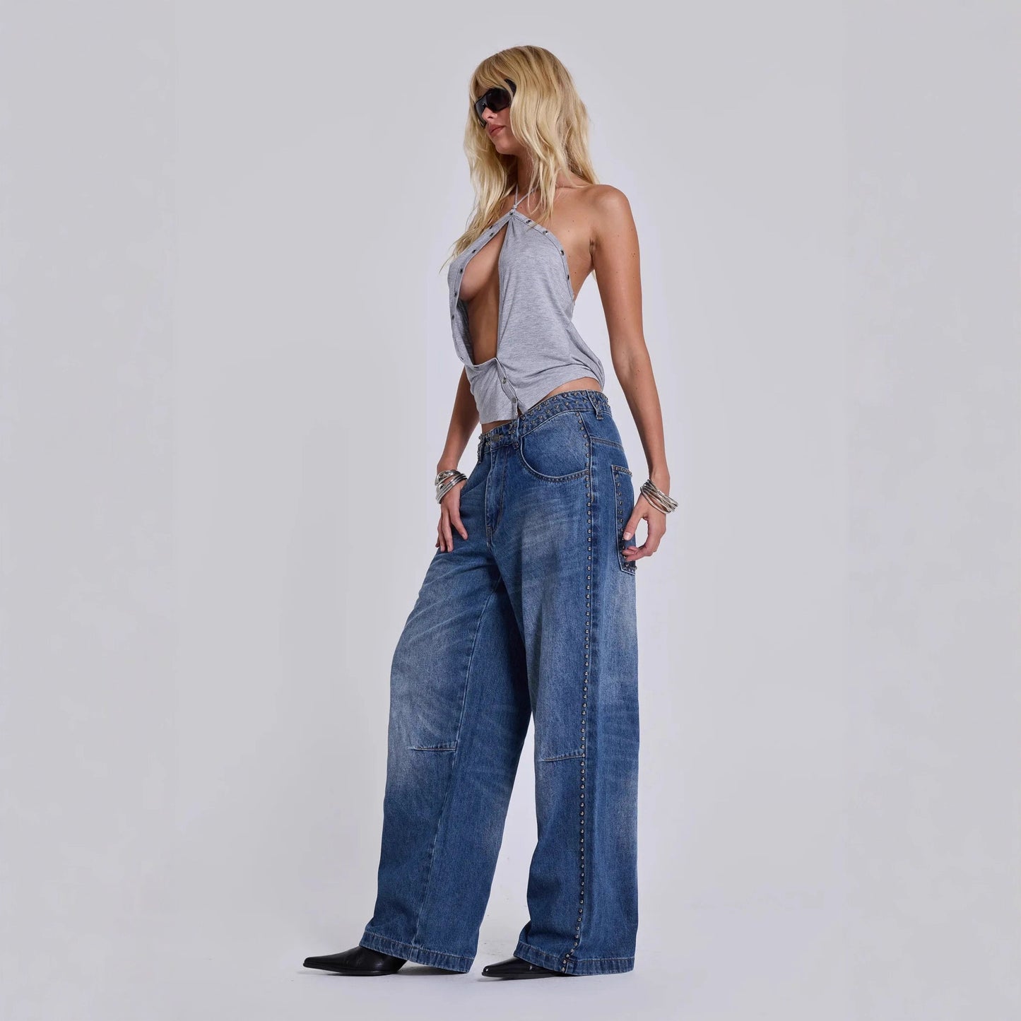 Women's Multi-beaded Loose Cool Jeans Women's