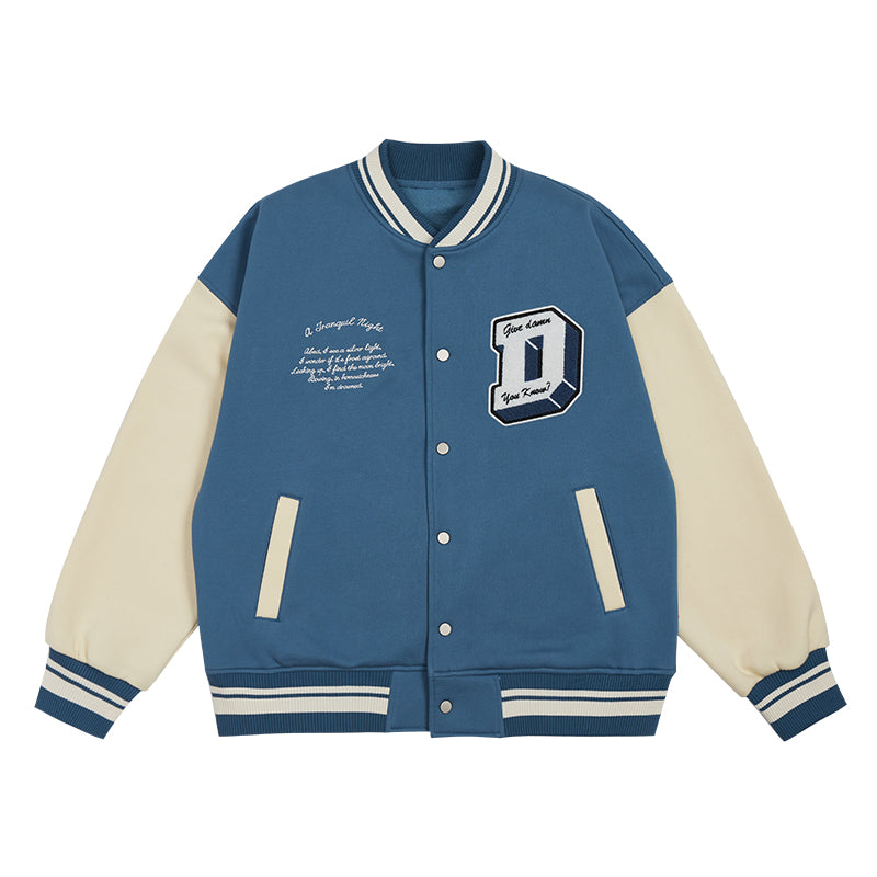 Men's And Women's Retro Letter Embroidered Baseball Jacket