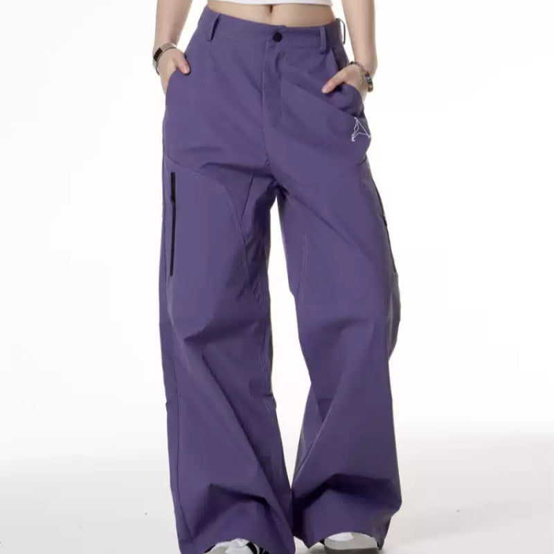 Retro Spicy Girl Style Ginger Yellow Soft Shell Wide Leg Tactical Pants