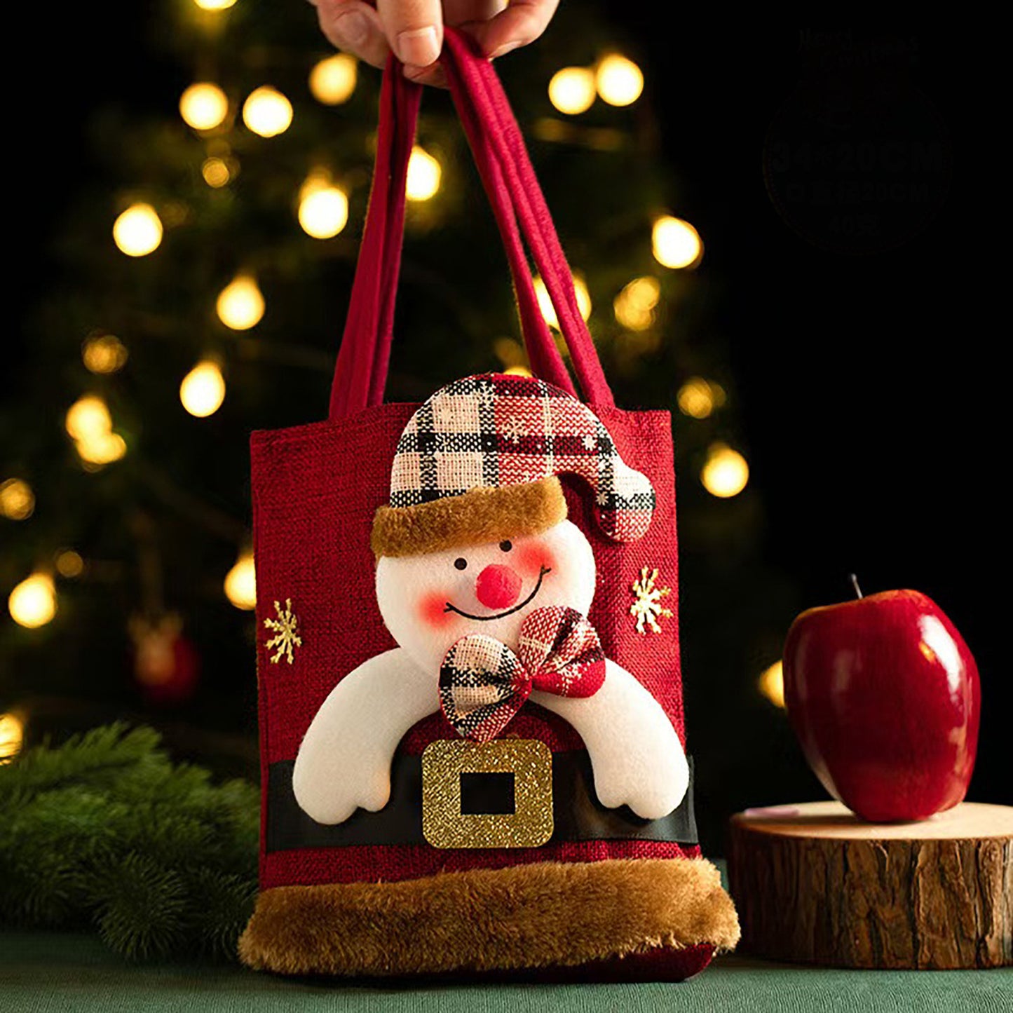 Christmas Ornament Tote Bag With A Distressed Plush Finish