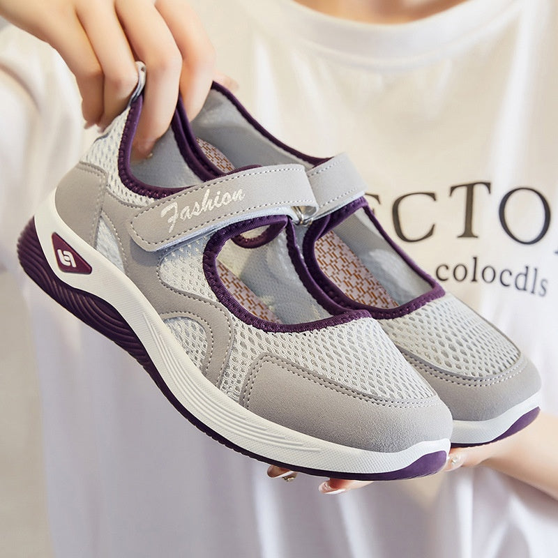 Summer New Women's Shoes Breathable Walking Shoes Velcro