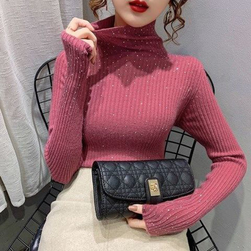 Thickened Starry Rhinestone Knitted Sweater