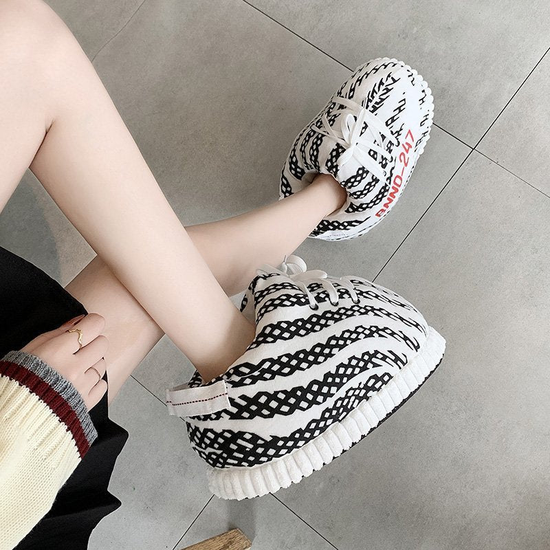 Large Size Cotton Slippers Fashion Cotton Boots Fat Home Bread Shoes
