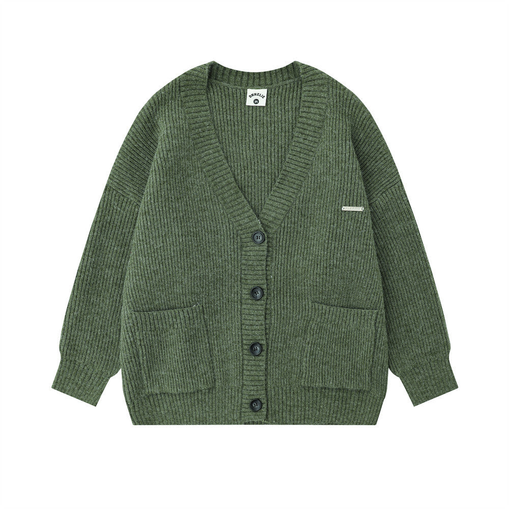 Casual Loose Long Sleeve Solid Color Knit Sweater Coat For Men