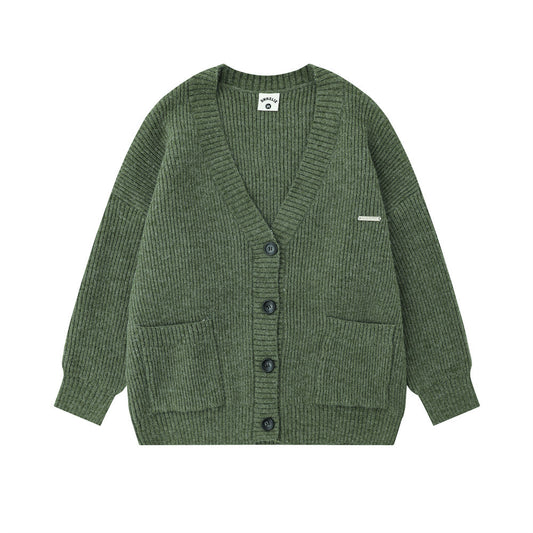 Casual Loose Long Sleeve Solid Color Knit Sweater Coat For Men