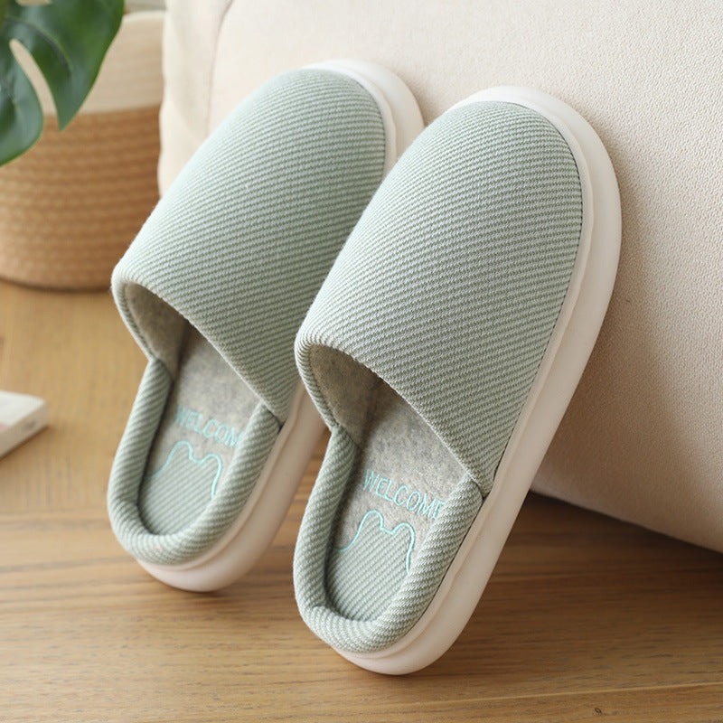 Autumn New Linen Women's Four Seasons Home Indoor Platform Slippers