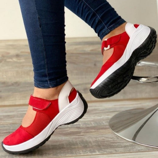 Round Head Casual Velcro Solid Color Low Top
