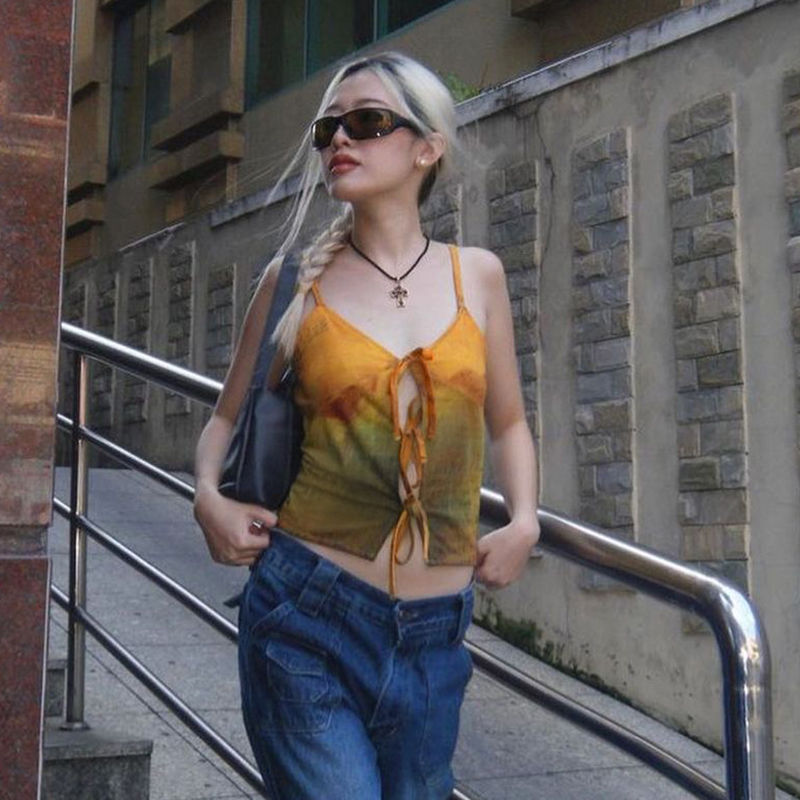 Niche Female Gradient Tie-dye Hot Girl Vest Top