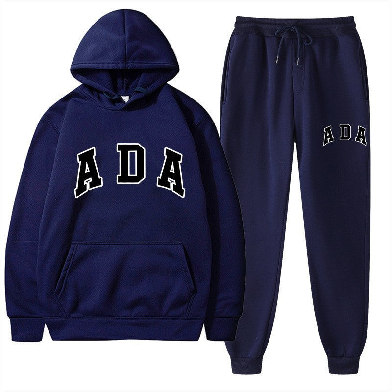 Letter-printed Loose-fitting Hooded Sweatshirt Set