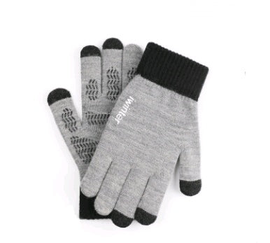 Touch screen gloves men's winter non-slip driving female students knitting wool couple plus velvet warm outdoor riding gloves