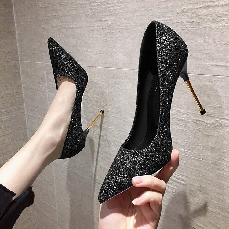 Low Top Korean Style Pointed Thin High-heeled Shoes