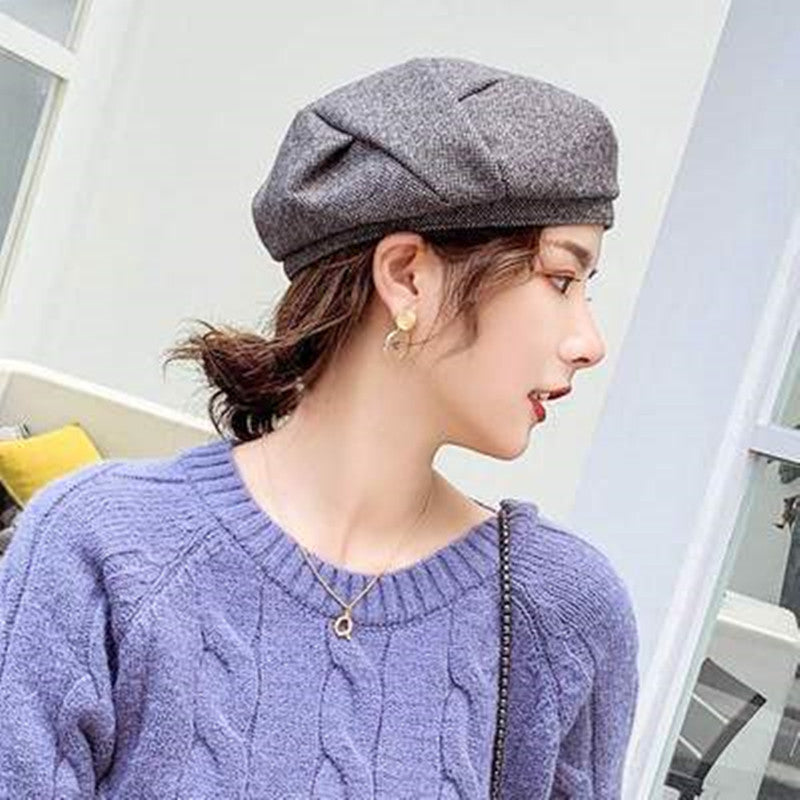 Women's Wool Embroidered Sunshade Warm Hat