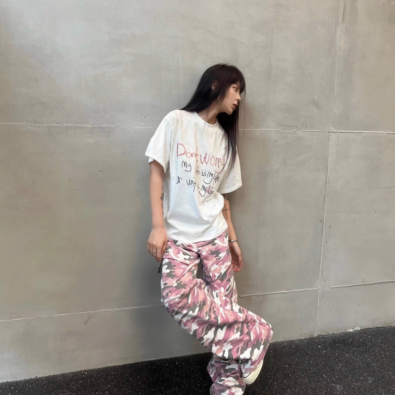 Women's Camouflage Loose Casual Bootcut Trousers