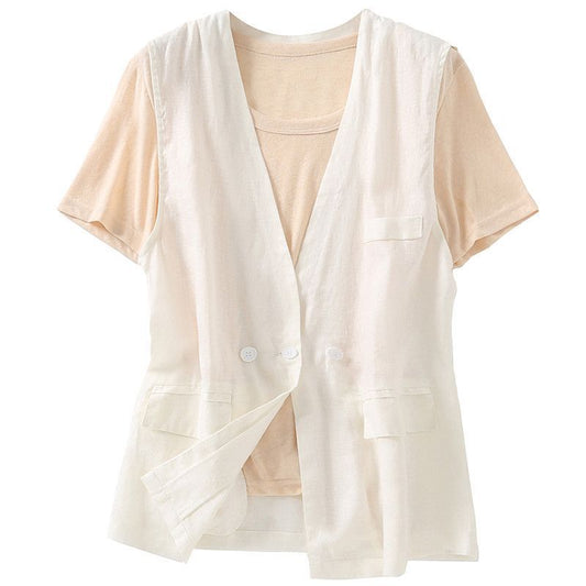 Japanese Style Vest Jacket Loose Casual Cotton Top