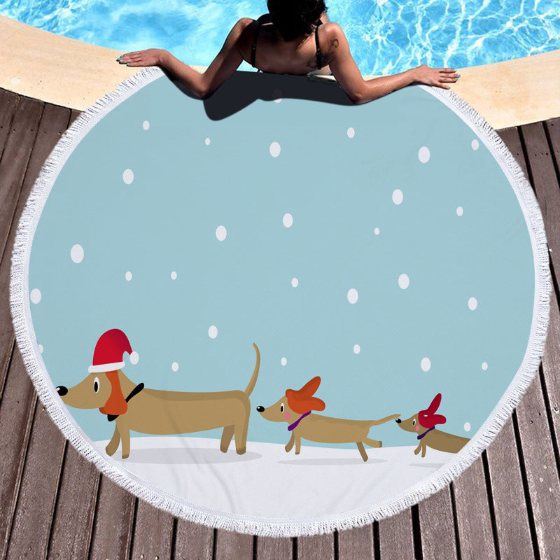 Round printed beach towel