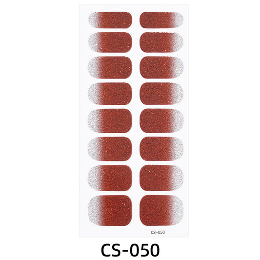 Pure Color Nail Stickers Onion Powder Gradient Manicure