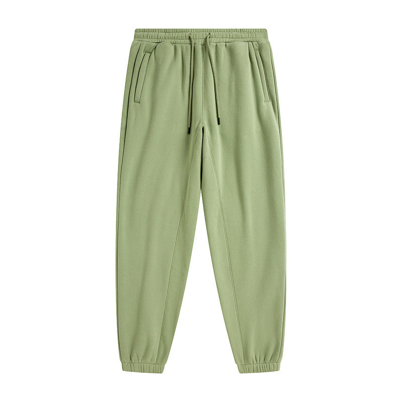 Plus Fleece Clean Color Pinched Foot Drawstring Sweatpants