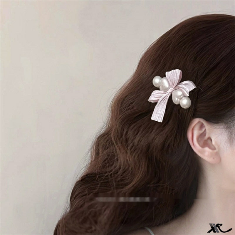 Sweet Diamond-studded Bow Silk Headband Hair Clip