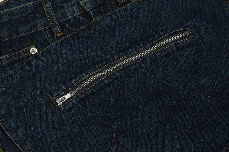 Hip Hop Casual Jeans With Big Pocket Zip