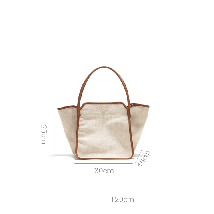 Canvas Leather Patchwork Bag Two Color One Shoulder Messenger Handbag