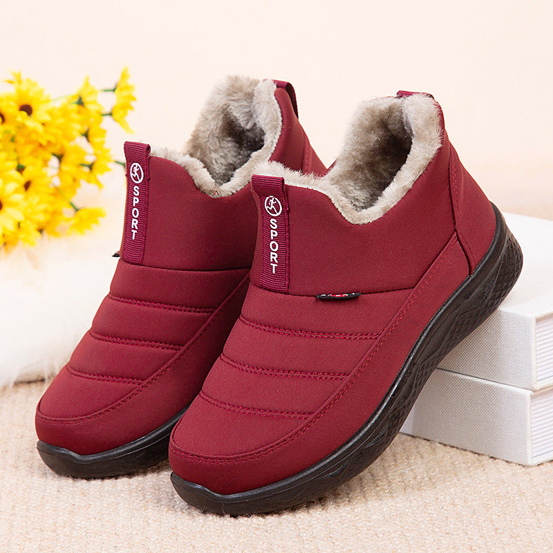 Winter Cotton Boots Old Beijing Cloth Shoes Fleece Lined Padded Warm Keeping Middle-aged And Elderly Large Size Flat Bottom Non-slip