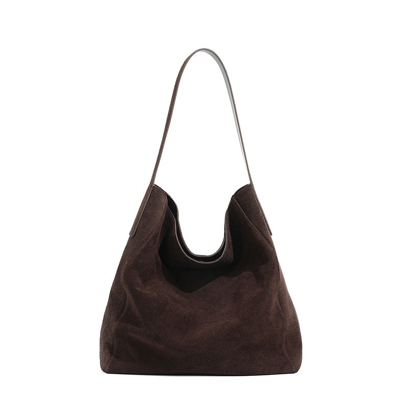 Minimalist Tote- og Skuldertaske i Ruskind til Kvinder