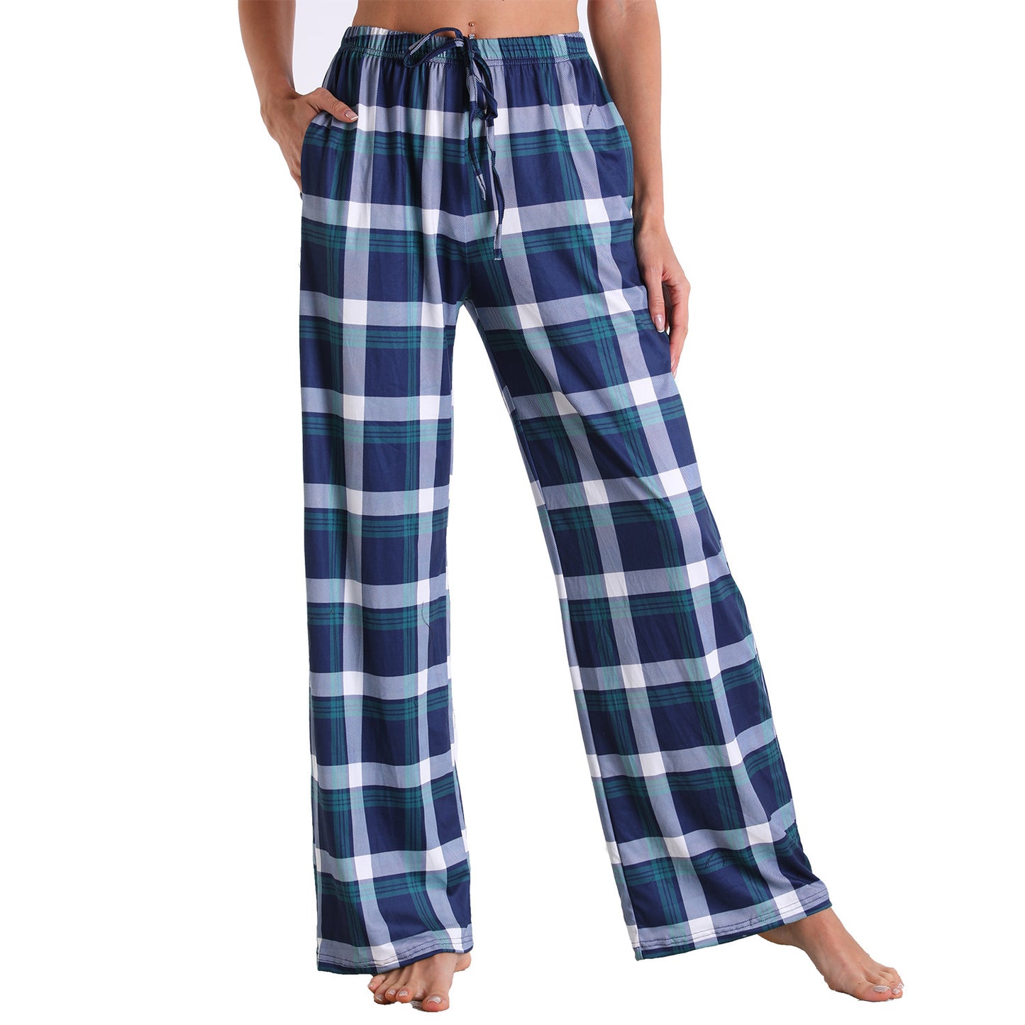 Stretch Cotton Straight-leg Pants Printing Elastic Cord Trousers