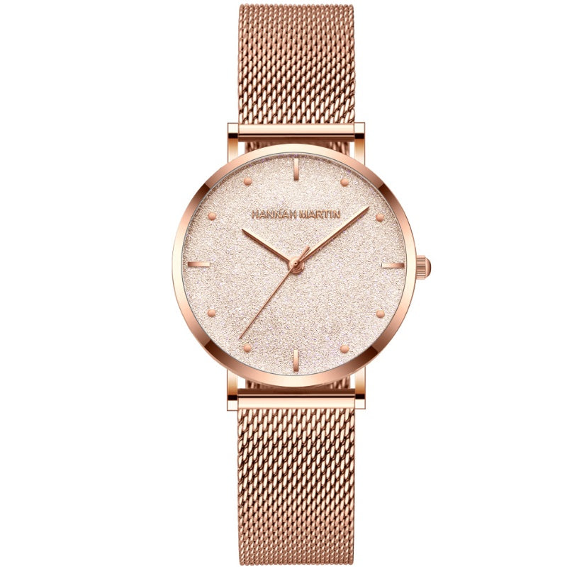 Japanese movement Amazon brand authorized special invoice IP plating quartz watch Ms. waterproof mesh belt watch