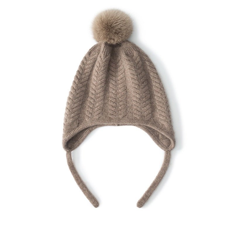 Autumn And Winter New Cashmere Ear Protection Twisted Thickened Solid Color Wool Knitted Hat