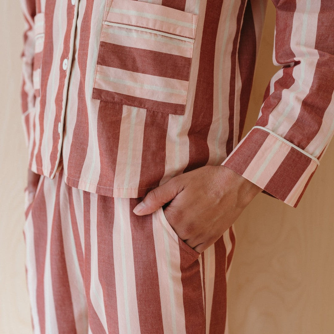 Women's Long-sleeved Trousers Wide Striped Printed Casual
