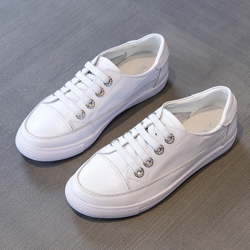Ægte Læder Flad Bund 41-43 Fuld Læder Store Casual Damesko Trend