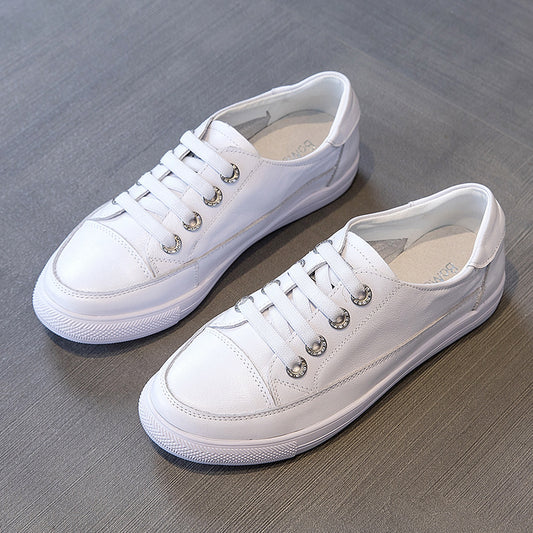 Ægte Læder Flad Bund 41-43 Fuld Læder Store Casual Damesko Trend