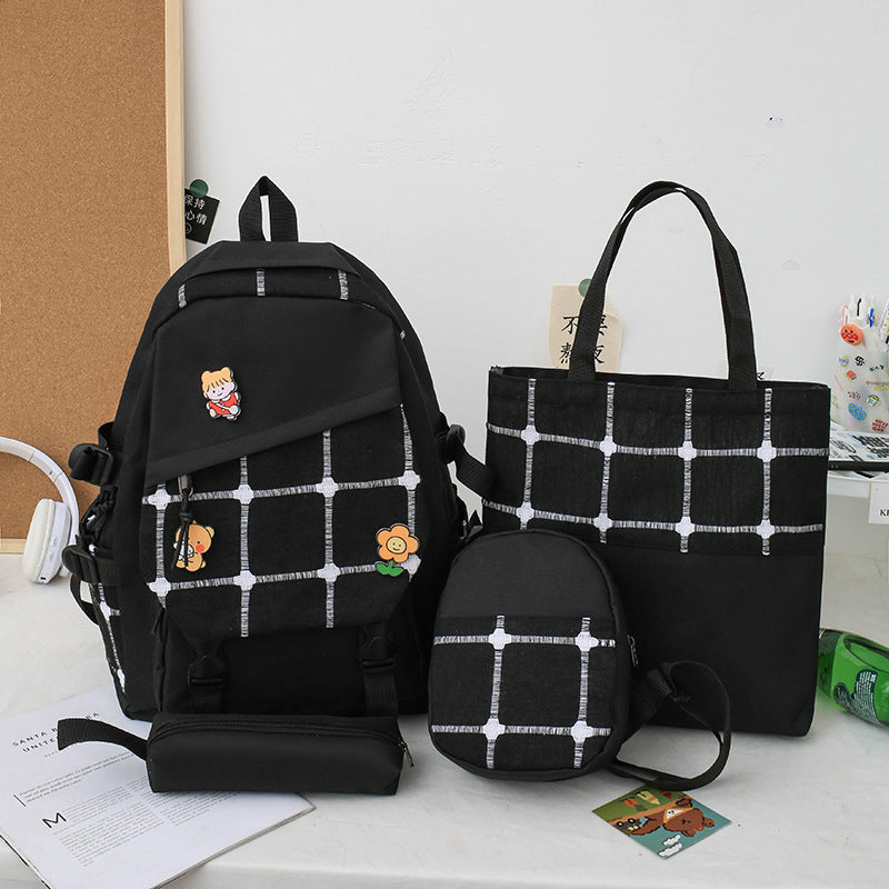 Women's Korean Style Plaid Backpack