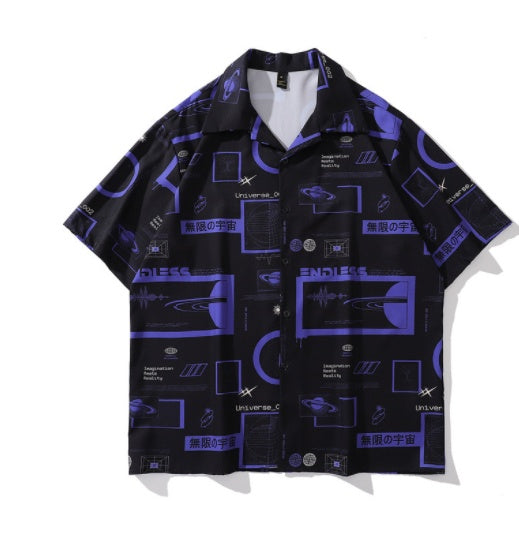 High Street Retro Dark Design Short Sleeve Shirt