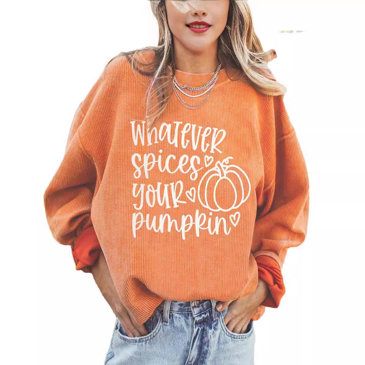 Halloween Pumpkin Head Sweater Women's Loose Round Neck Pullover