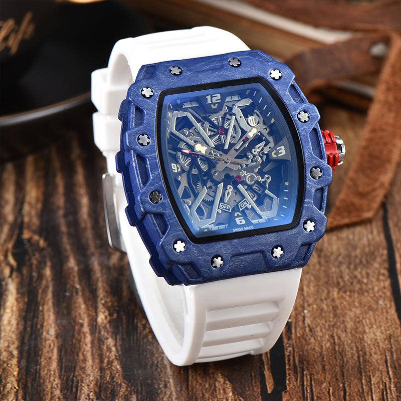 Mens Quartz Watch With A Distinctive Wave-Pattern Dial And Date Display