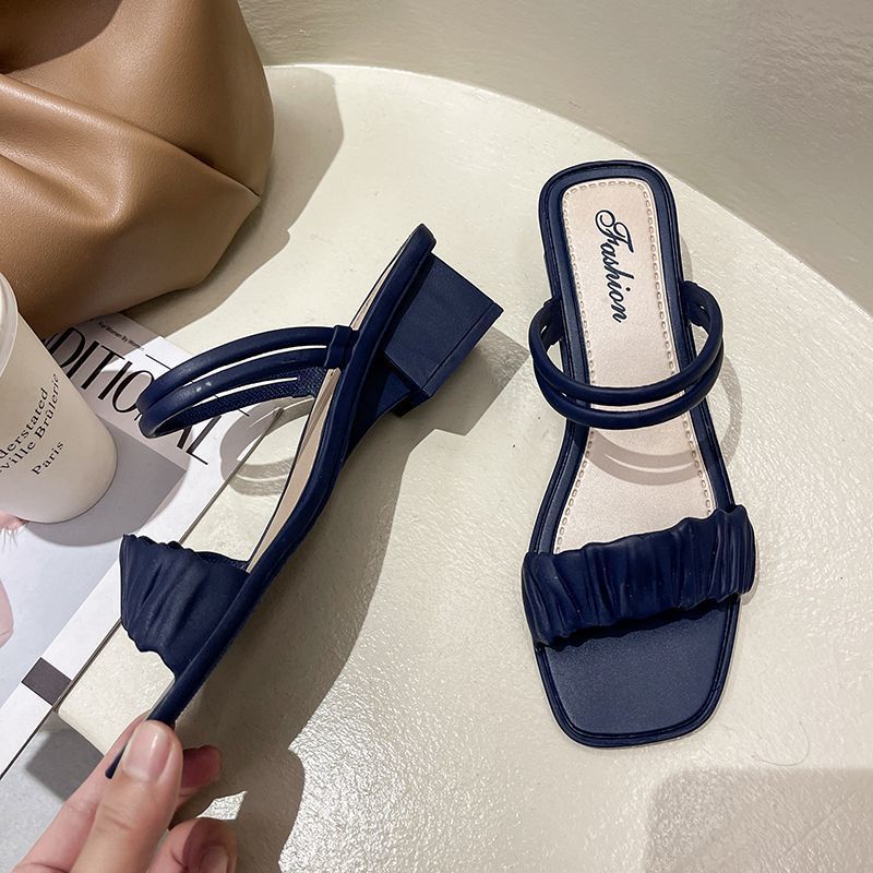 Summer Ladies Sandals Fashion All Match Thick Soled Two Wear Half Drag