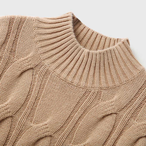 Artistic Vintage Twisted Pattern Full Wool Turtleneck Drop-shoulder Sleeve Knitted Pullover Autumn Women