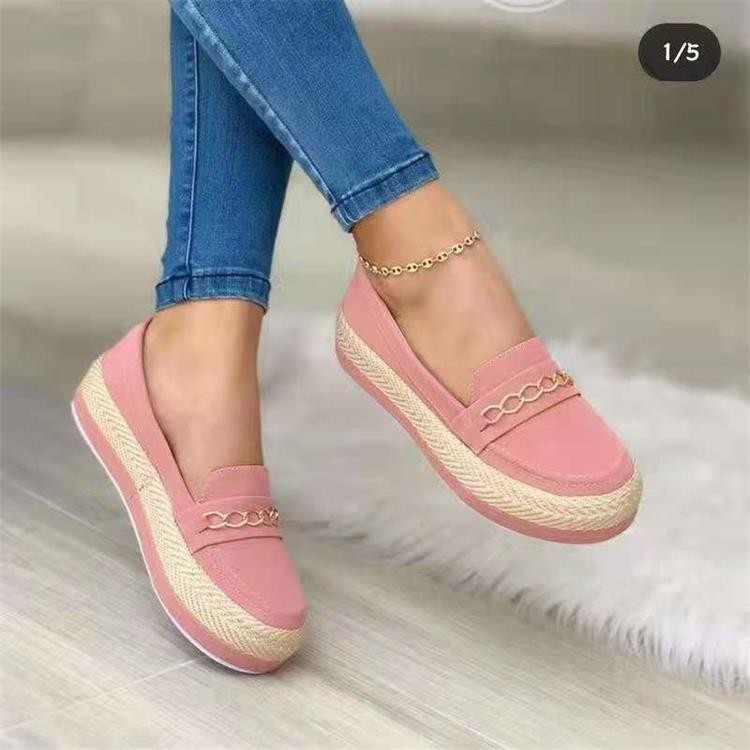 Small Metal Chain Braided Sole Casual Low-top Shoes