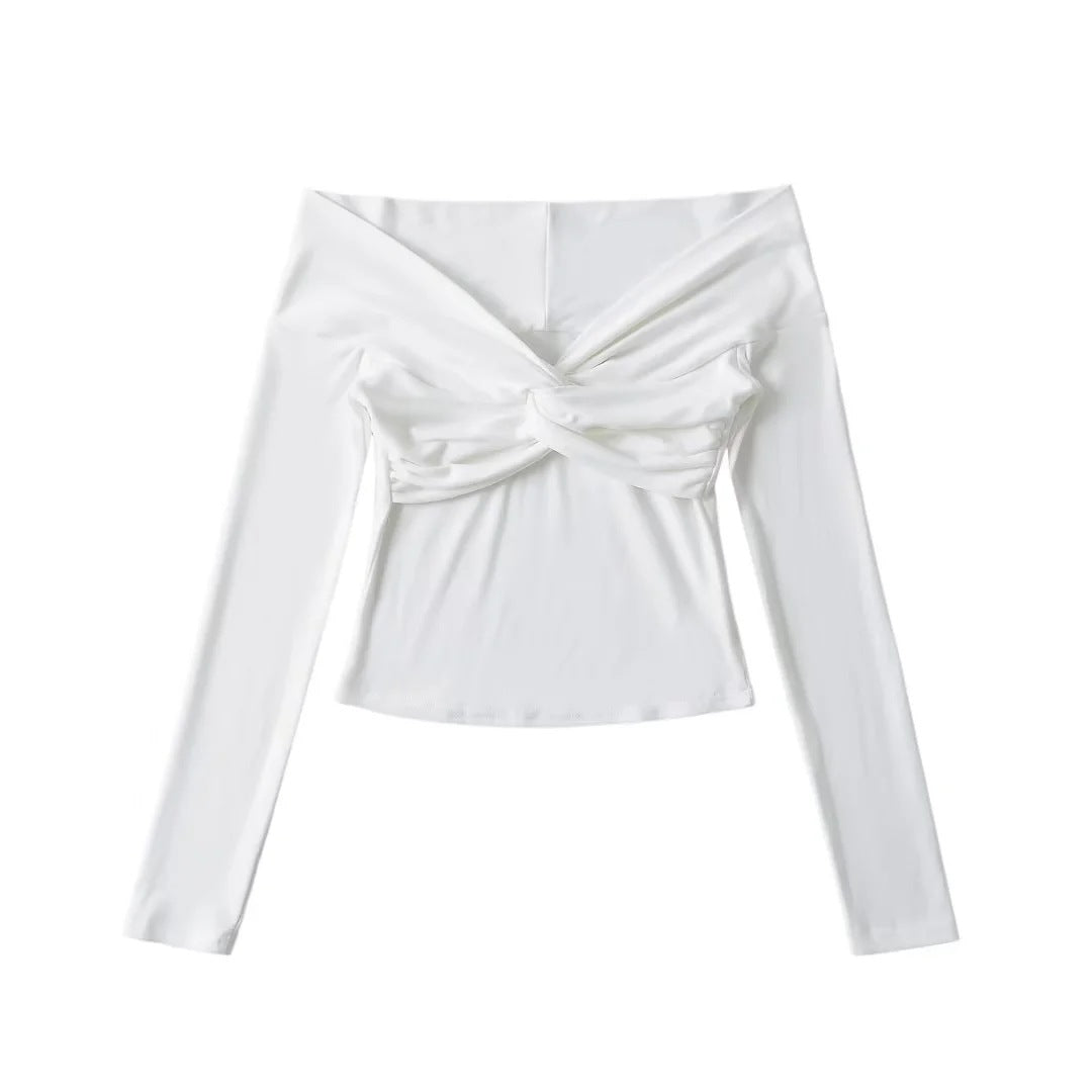 Hot Girl Sexy Twisted Off-shoulder Sexy Off-shoulder Long Sleeve