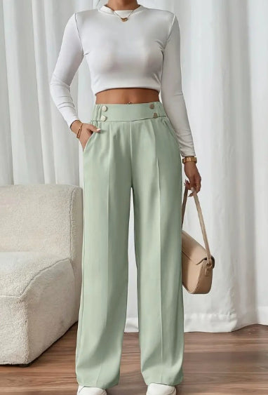 Draping Mop Casual Pants High Waist