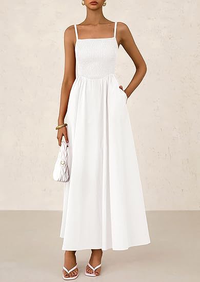 Ruched Tank Top With Thin Straps And A Pocketed Dress