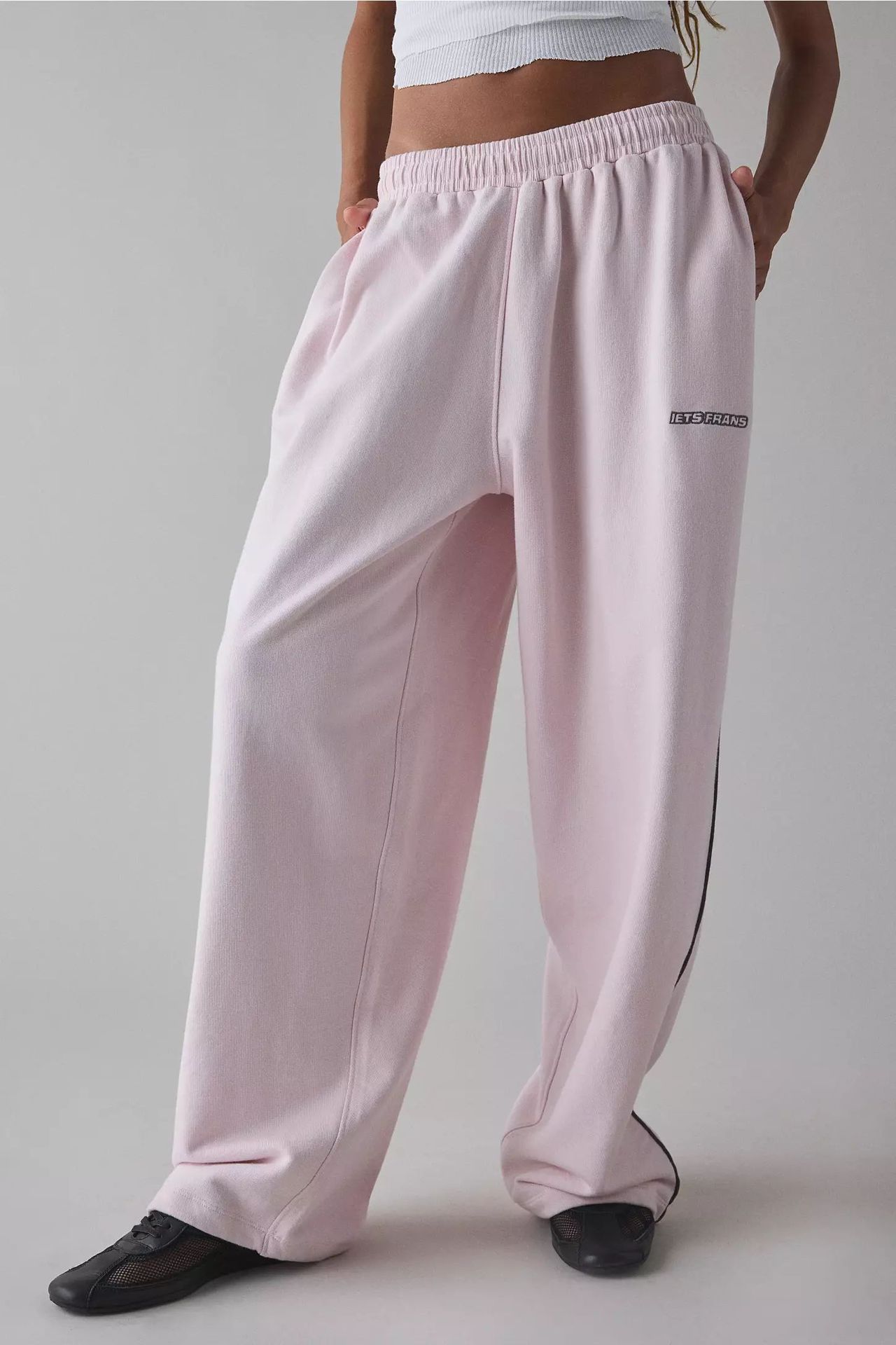 Embroidered Casual Women's Loose Straight Elastic Waist Versatile Pants