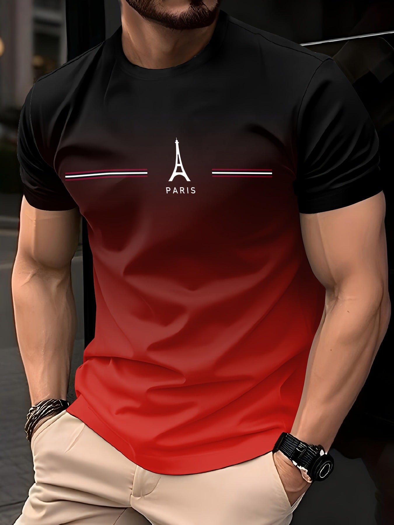 Mens Casual Minimalist 3D Short Sleeve Printed T Shirt Top