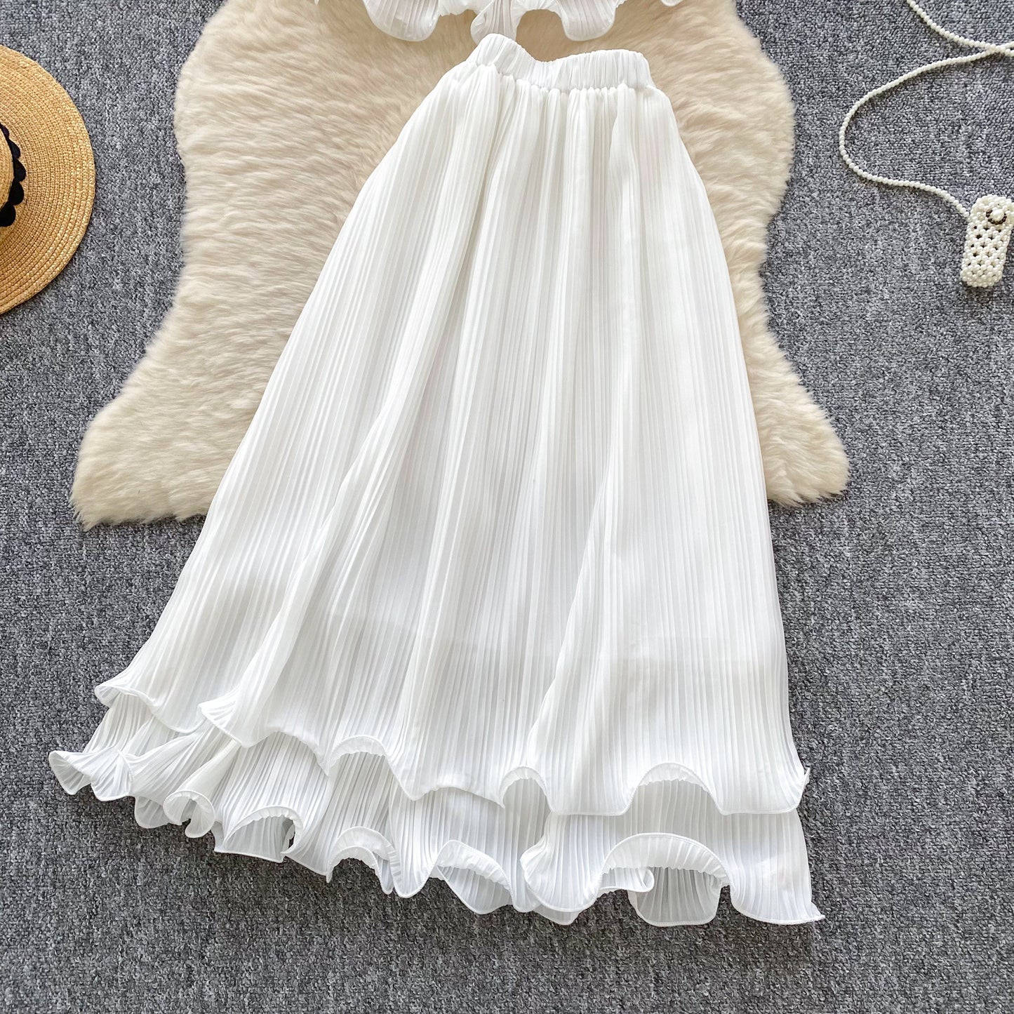 Fairy Holiday Set Camisole Top High-Waisted Ruffle-Pleated Skirt