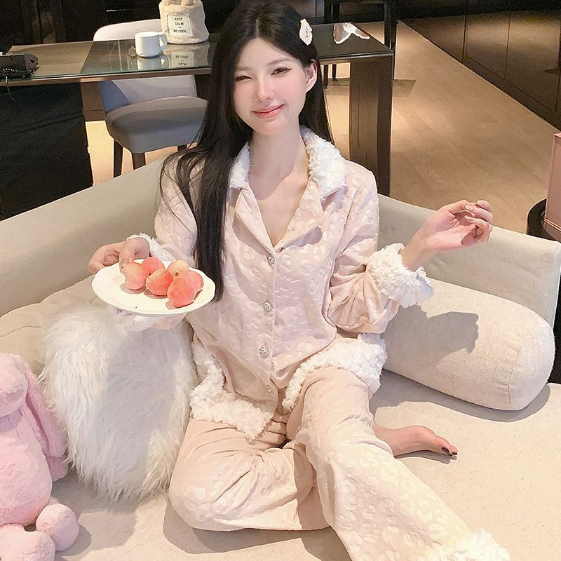 Solid-color Long-sleeve Casual Loungewear Set