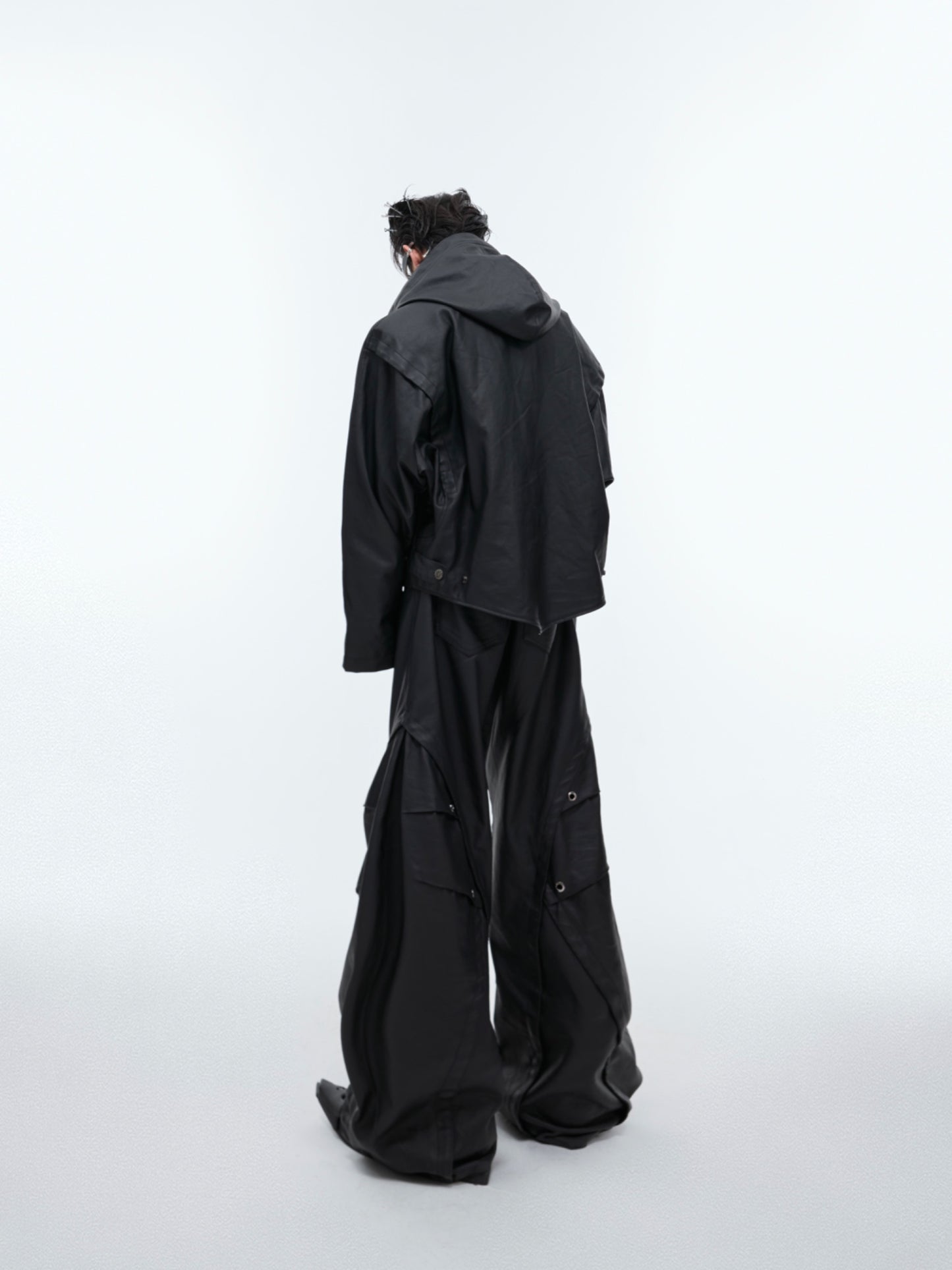 Profile Heavy Industry Hooded Leather Coat Suit