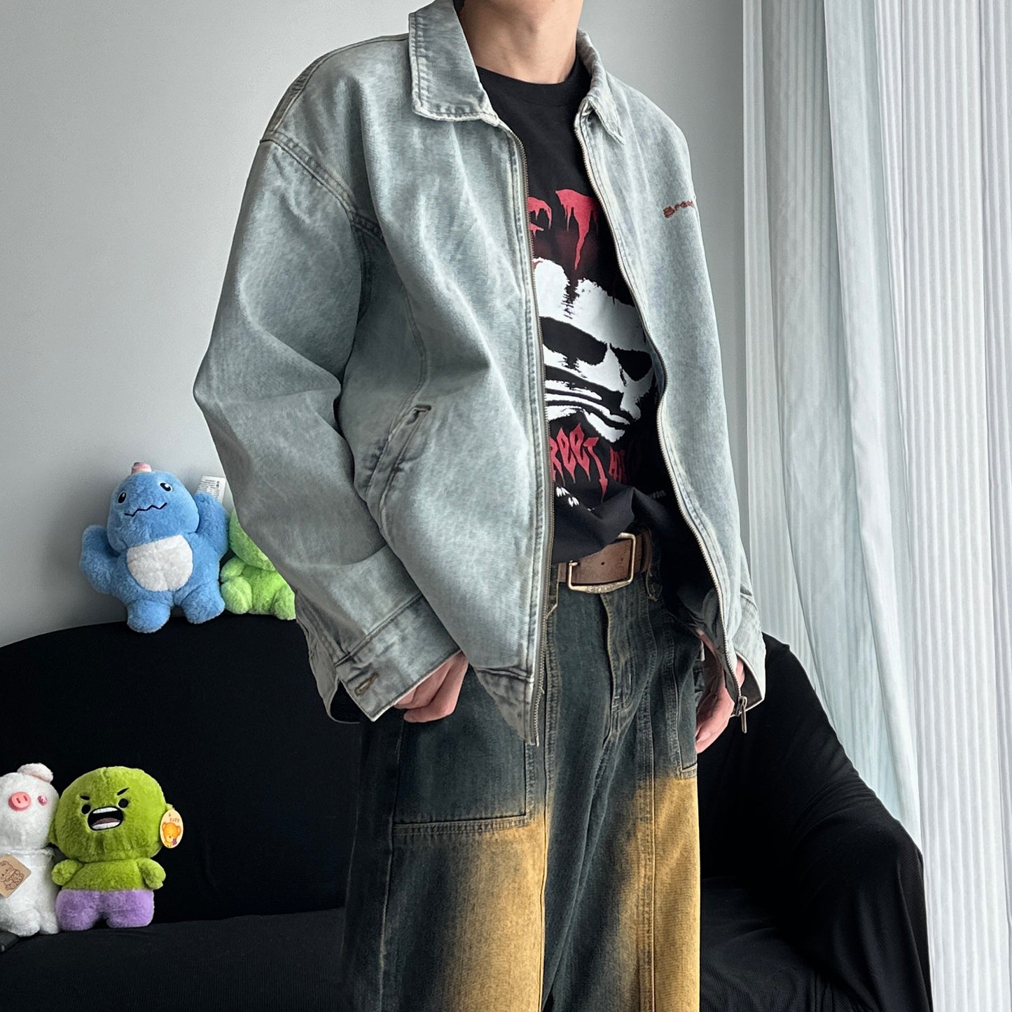 American Fashion Brand Embroidery Washed Denim Jacket