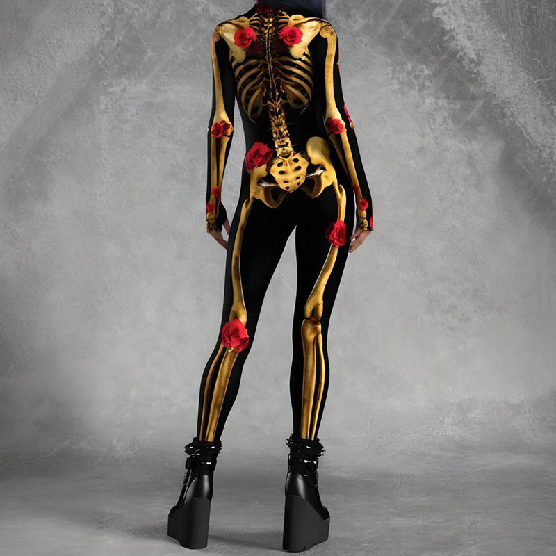 Women's Body Skeleton Skinny Print Jumpsuit
